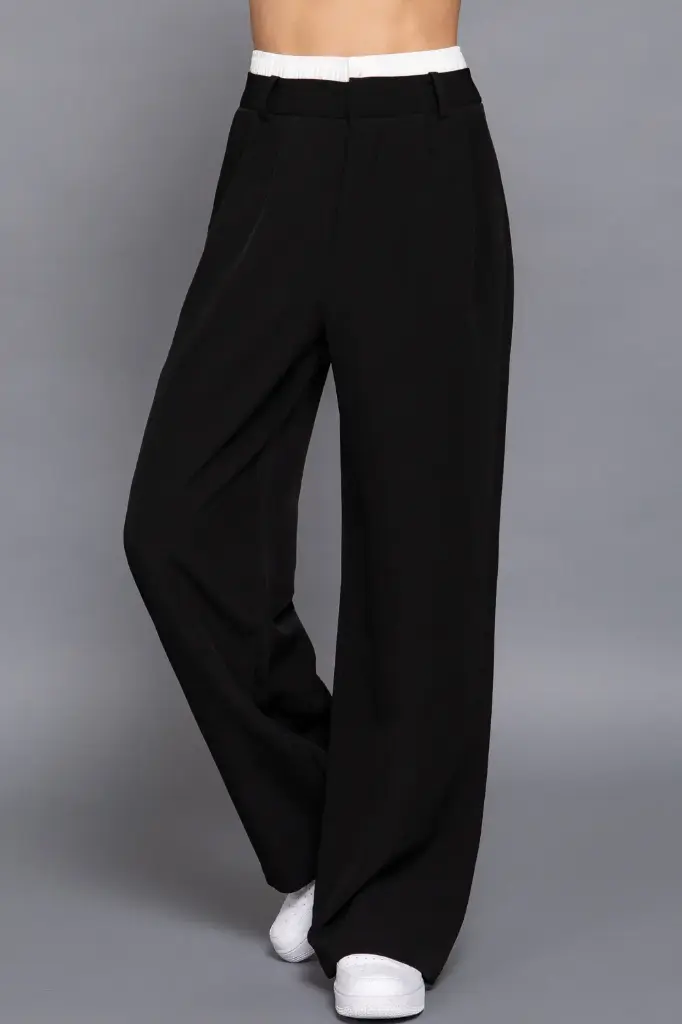 Contrast Waist Boxer Straight Long Pants (S)