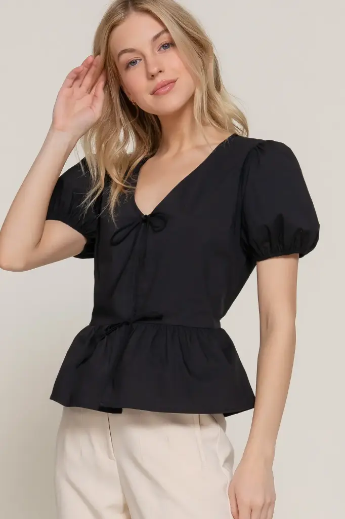 Blusa de Popelina con Manga Globo