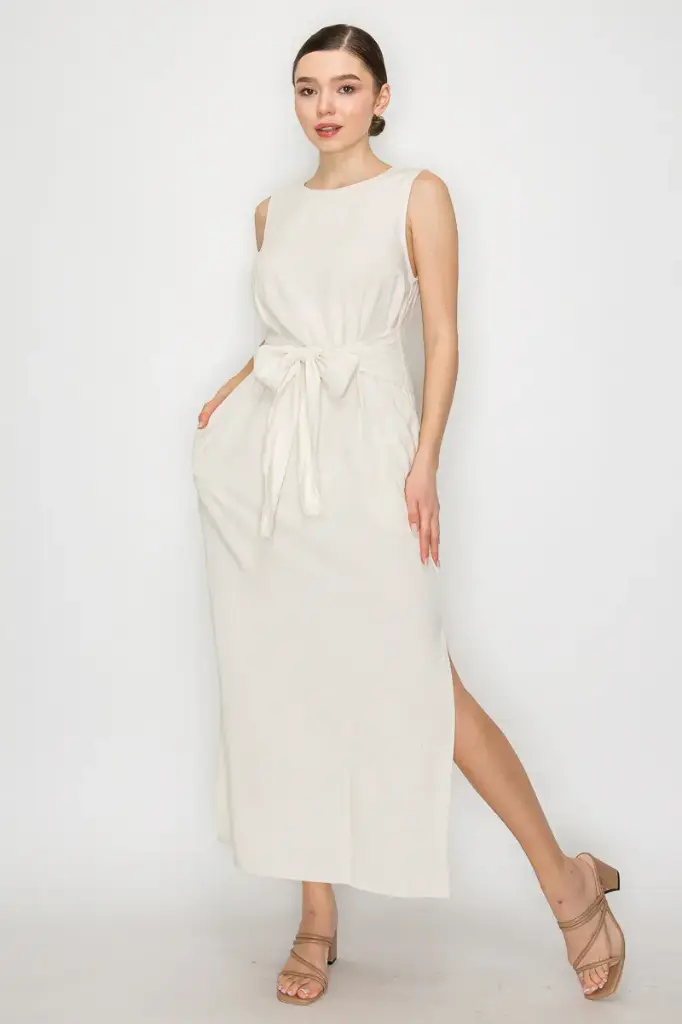 Vestido Largo con Pretina Fruncida