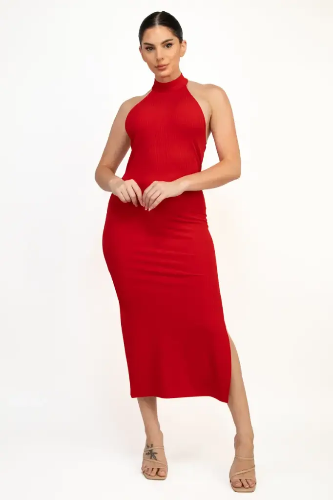 Vestido Midi de Cuello Halter