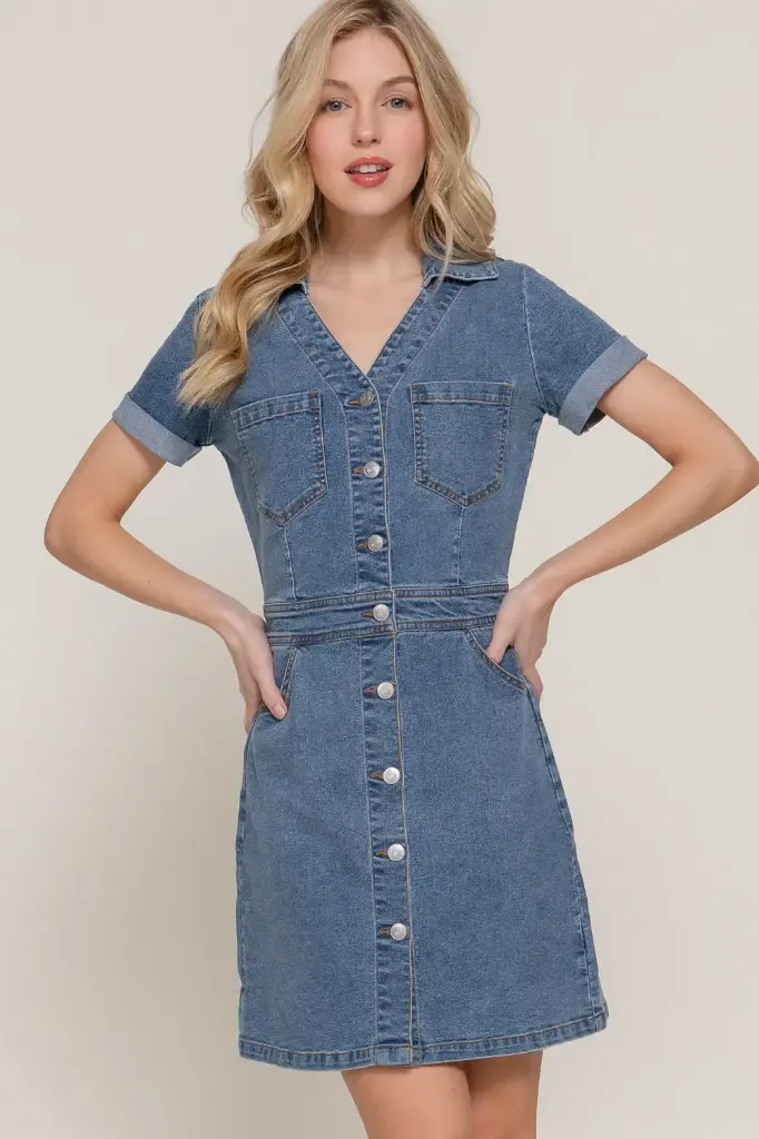 Vestido Corto de Mezclilla Elástica