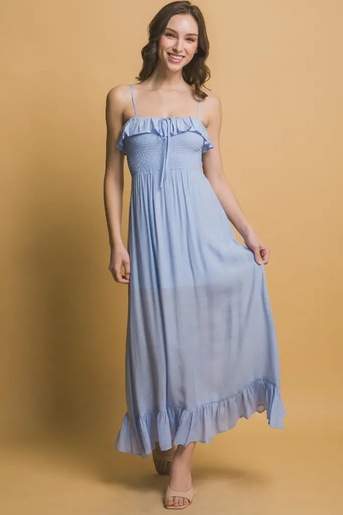 4914DM Vestido Largo con Pretina Fruncida (S)