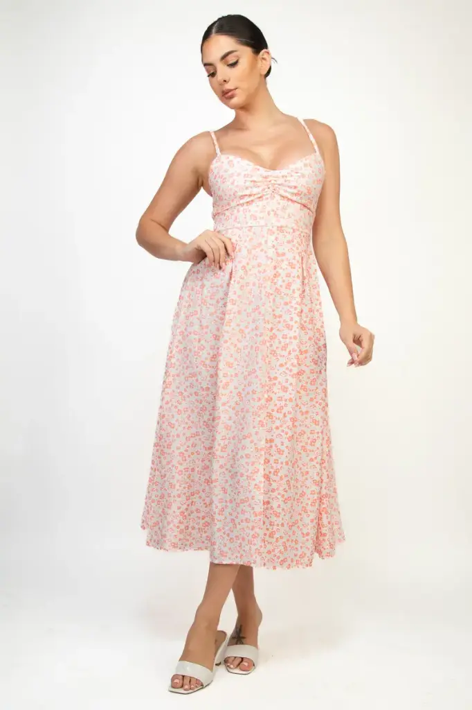 Vestido Midi con Estampado Floral Menudo