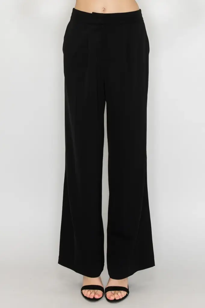 Solid Trouser Flare Leg Pants