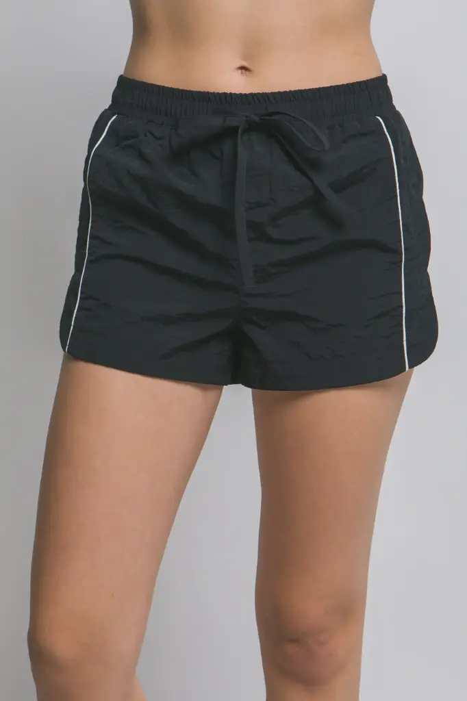 60042PN Linen-look Shorts with a Drawstring (S, Black)