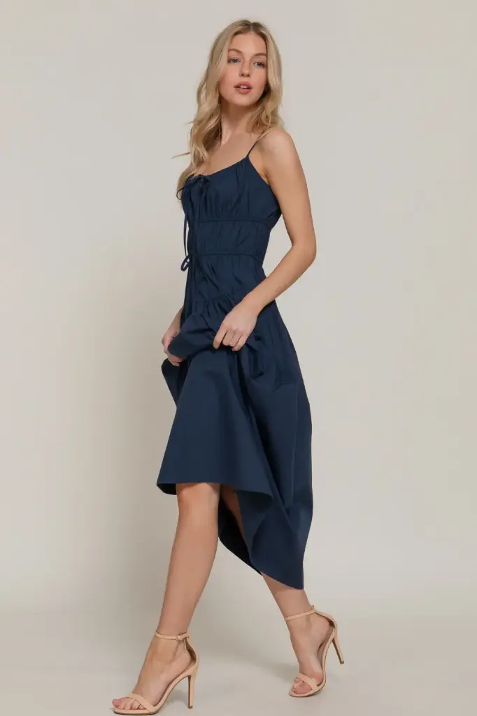 D14422 Vestido Largo con Tirantes de Olán