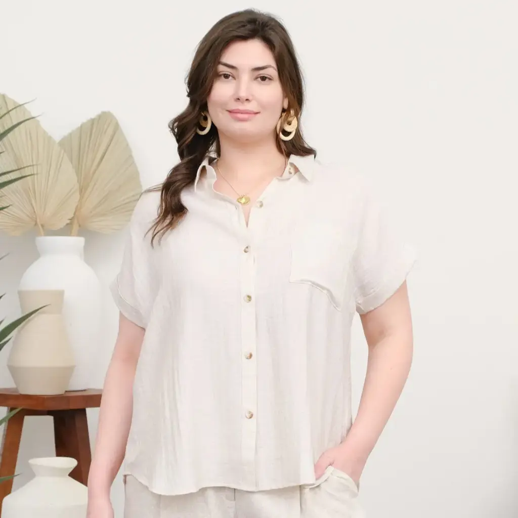 PCR2509 Blusa de Manga Corta con Botones