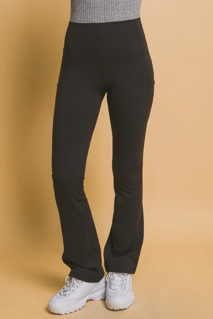 6943PN Pantalón Acampanado en Tejido Elástico (S, Black)