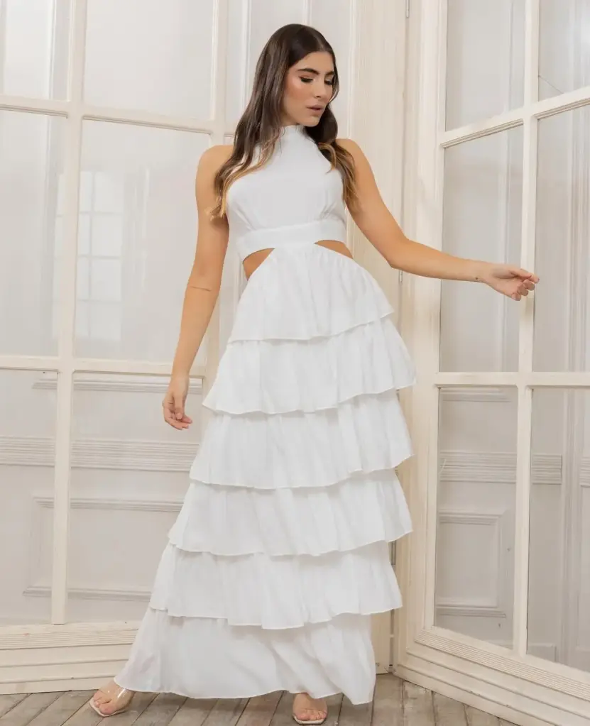 RVD6054 Dress with a Tiered Ruffled Skirt