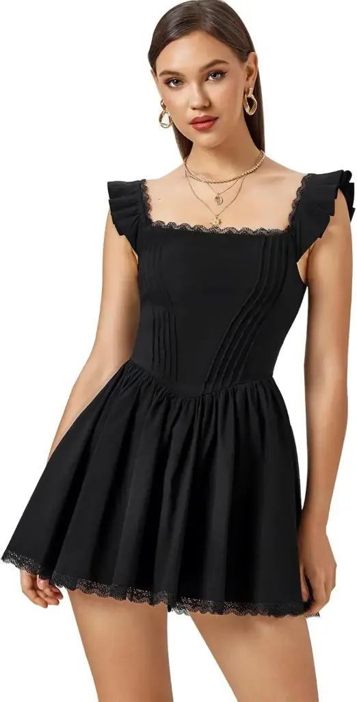 YS116 Vestido Corto con Canesú de Alforzas