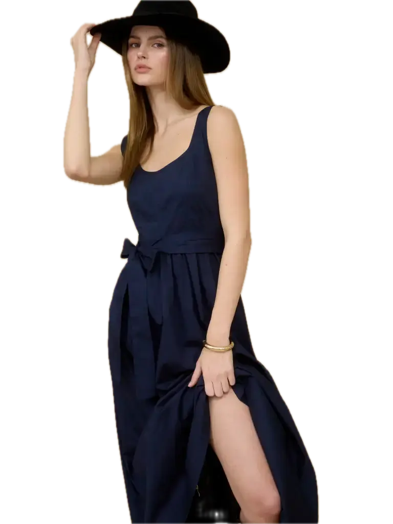 CR2575 Strappy Mini Dress with a Waist Tie