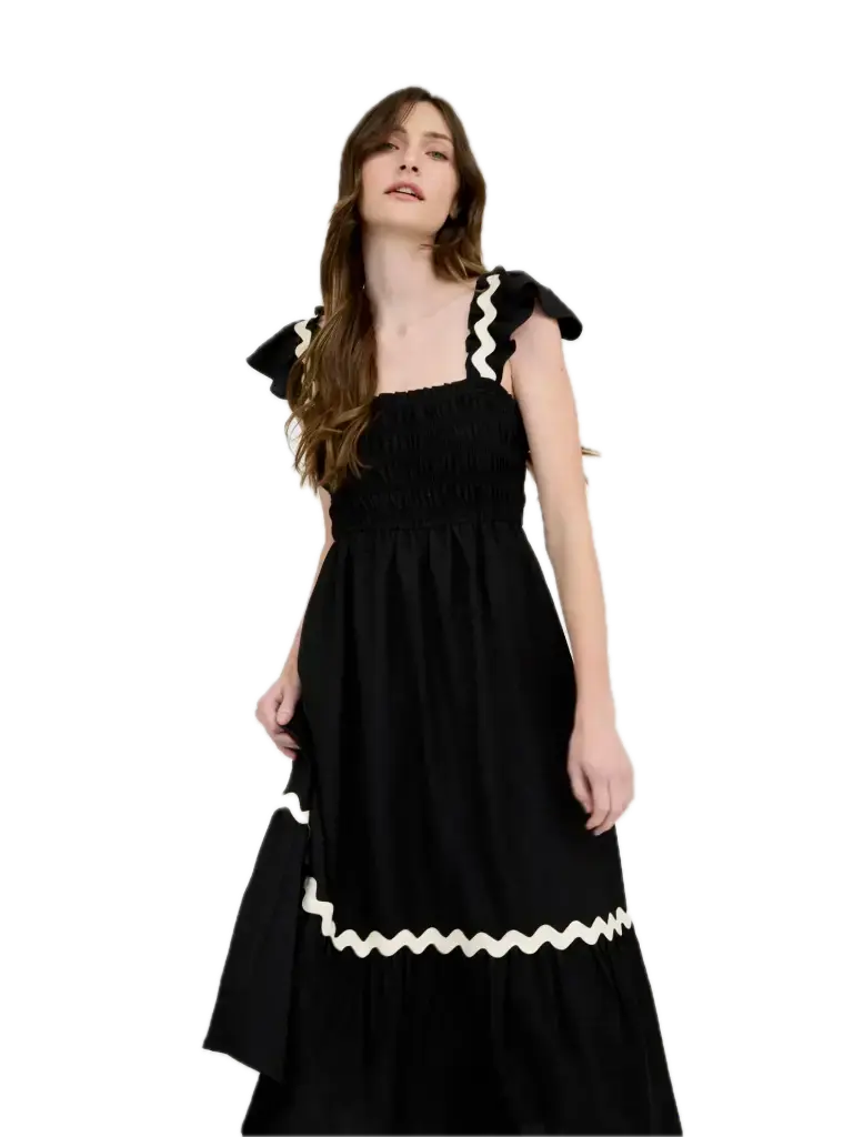 RD4035 Midi Dress with a Shirred Bodice