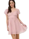 TB8815 Vestido Corto con Manga Globo