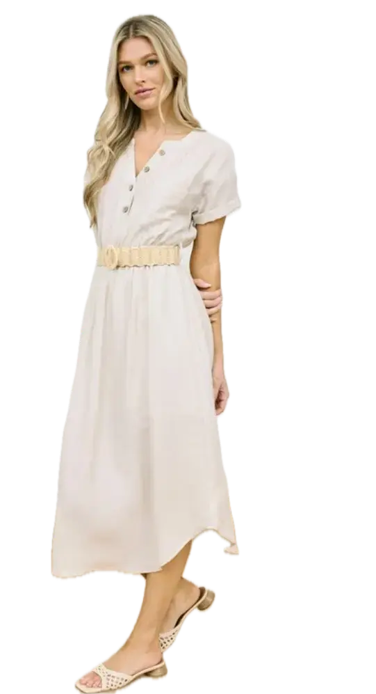 CR2479 Vestido Corto con Manga de Olán