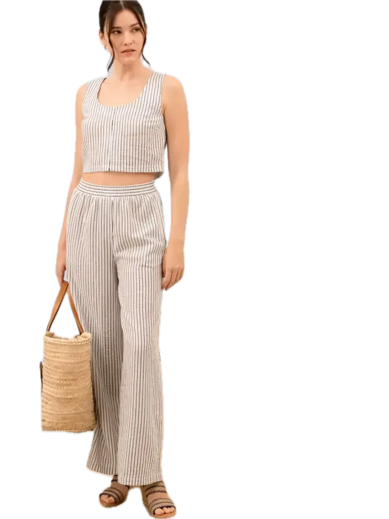 B5SX1010-SET Conjunto de Rayas tipo Lino: Top Corto