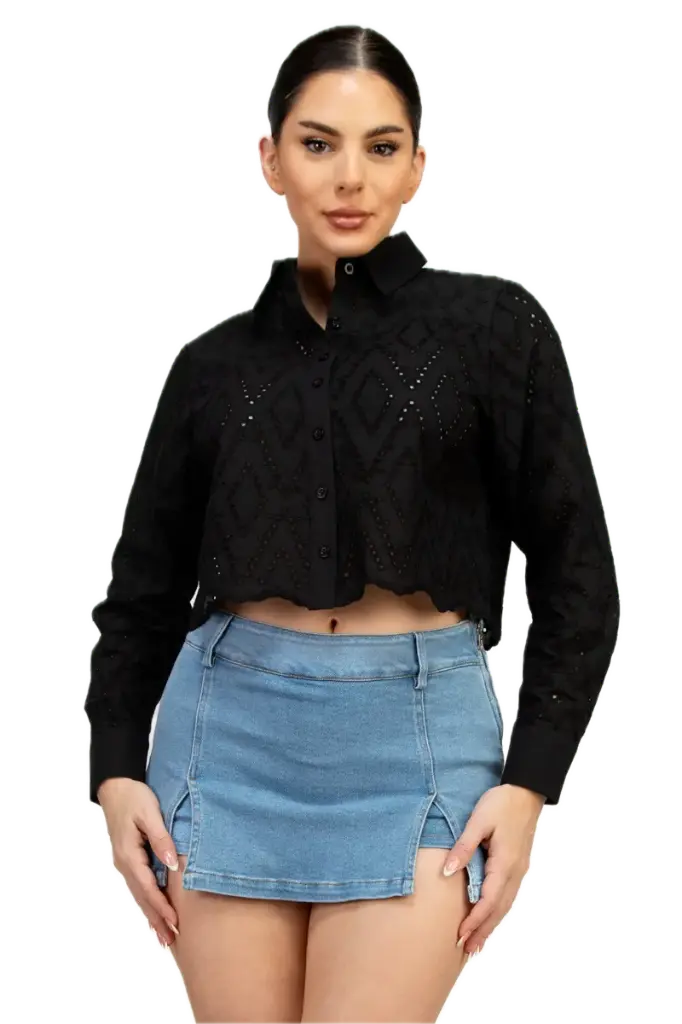 HMT57141 Camisa Corta de Broderie con Botones