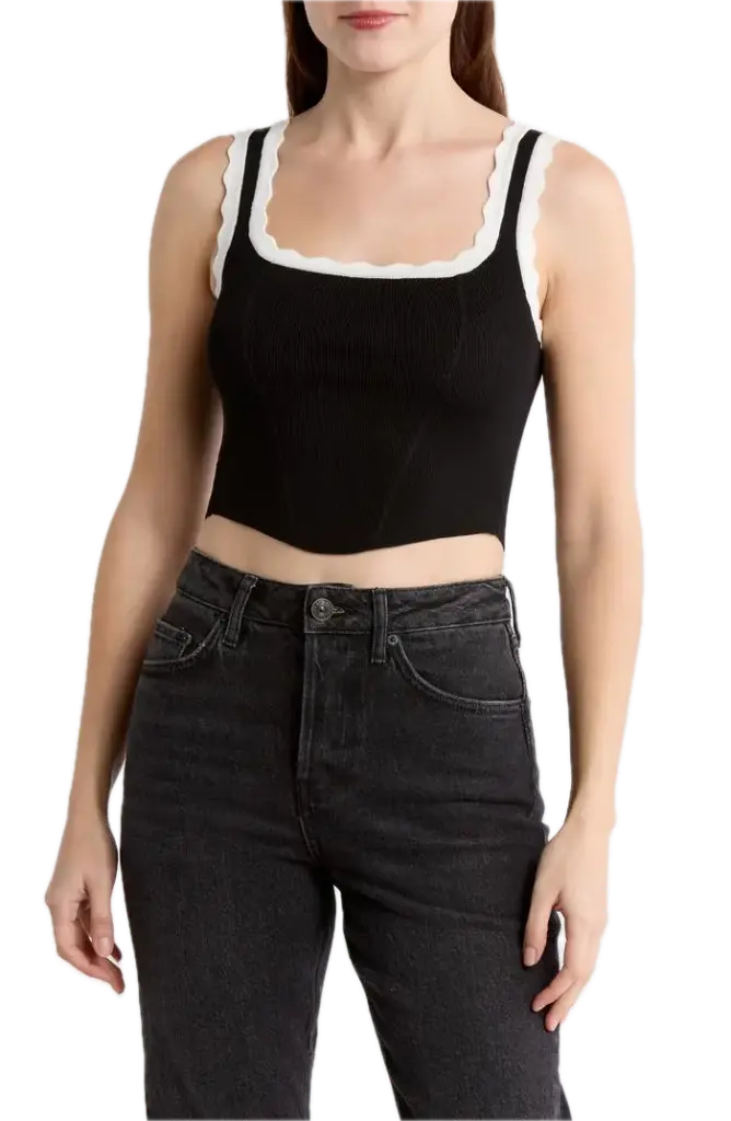 TW1698 Top Corto con Escote Cuadrado