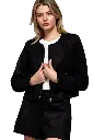 J14660 Long Slv Faux Suede Zip Up Jacket