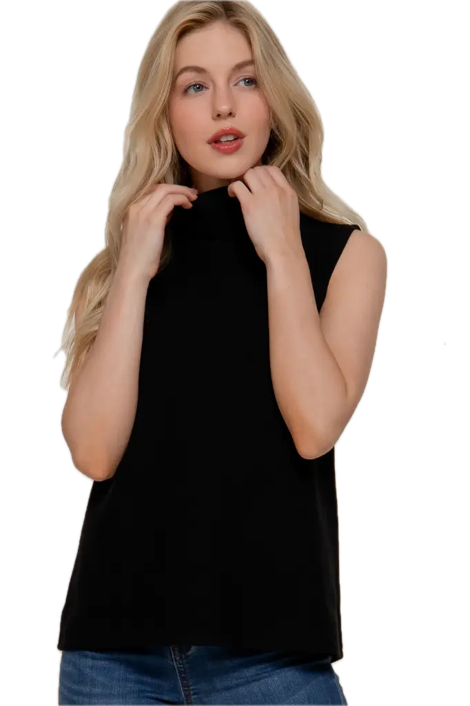 T14709 Top Sin Mangas de Cuello Alto