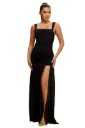 LD11288 Vestido Largo con Frunce Lateral