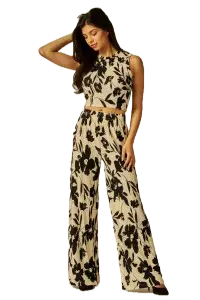 IRIS-1SP Wide-leg Pants with a Floral Print