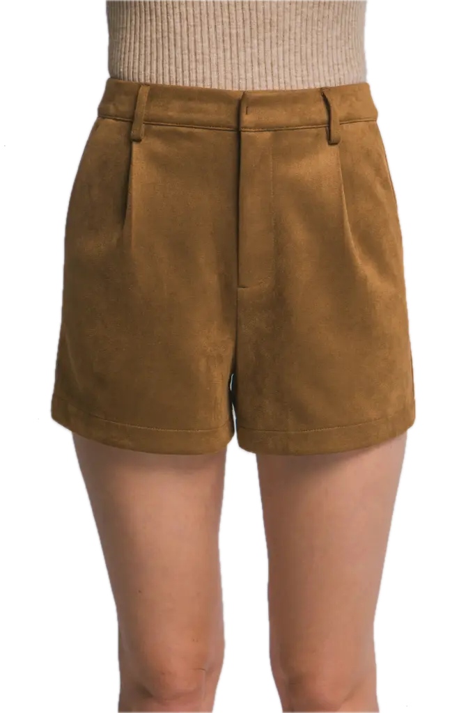 60073PN Short de Gamuza Sintética con Alforzas