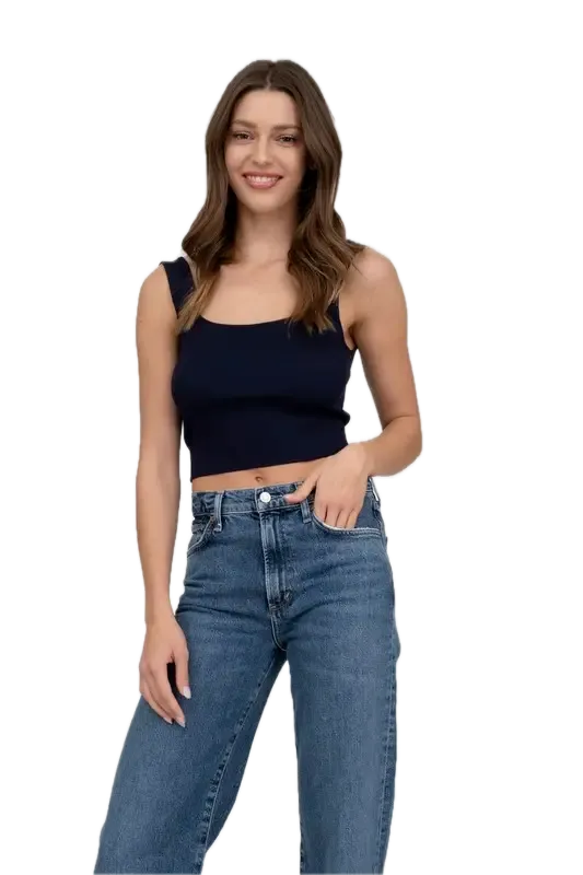 TW1773 -colored Wide-strap Top (Navy, S)