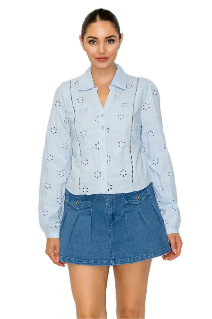 HMT57321 Blusa de Broderie con Manga Larga