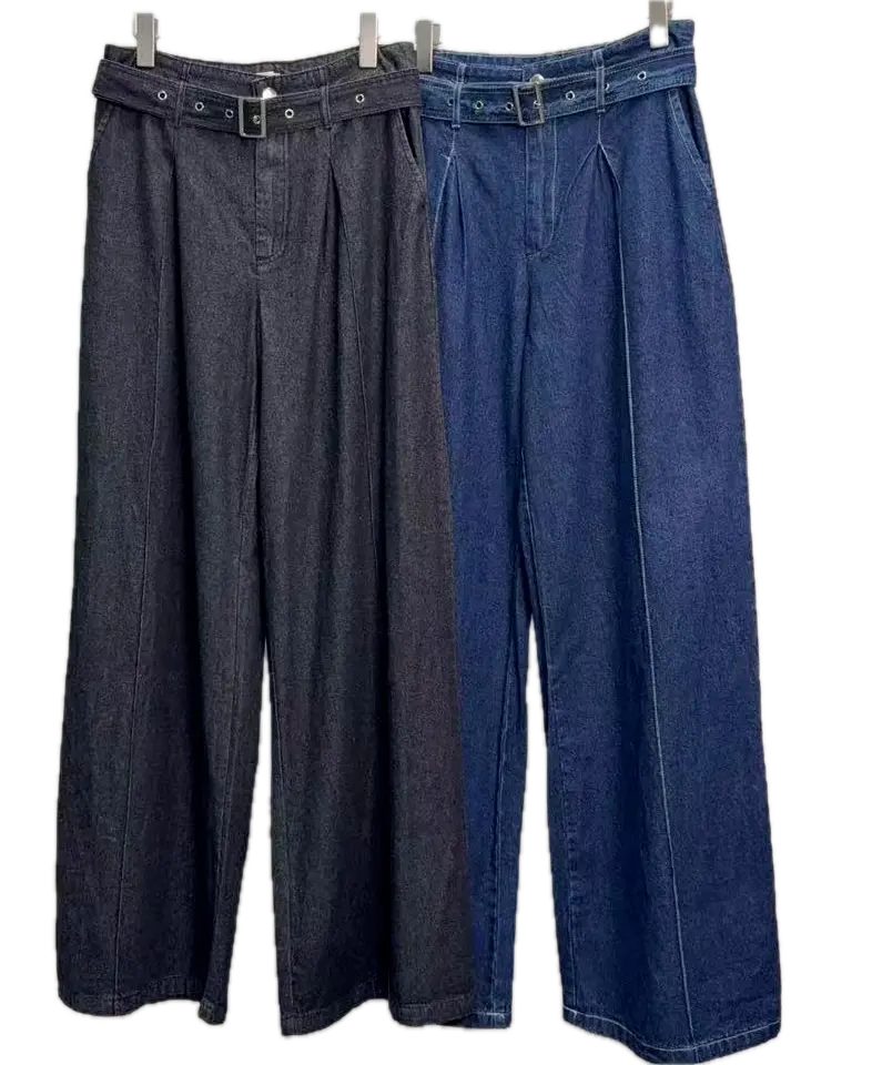LM1070-1 Dark Denim Wide-leg Pants