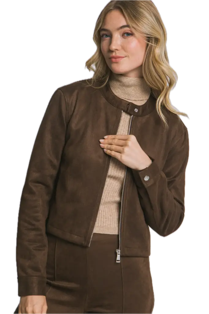 80384JN Faux Suede Zip Jacket (S)