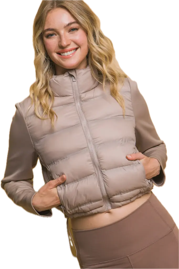 80265JN Chaleco Acolchado Color con Cuello Alto (S)