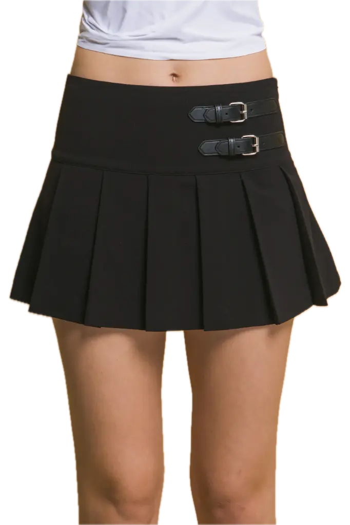 6952PH Belted Pleated Mini Skort