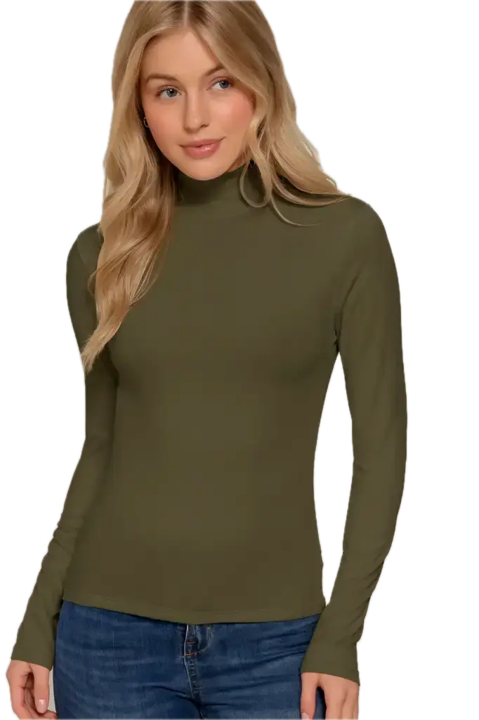 T14499 Top de Cuello Alto con Manga Larga