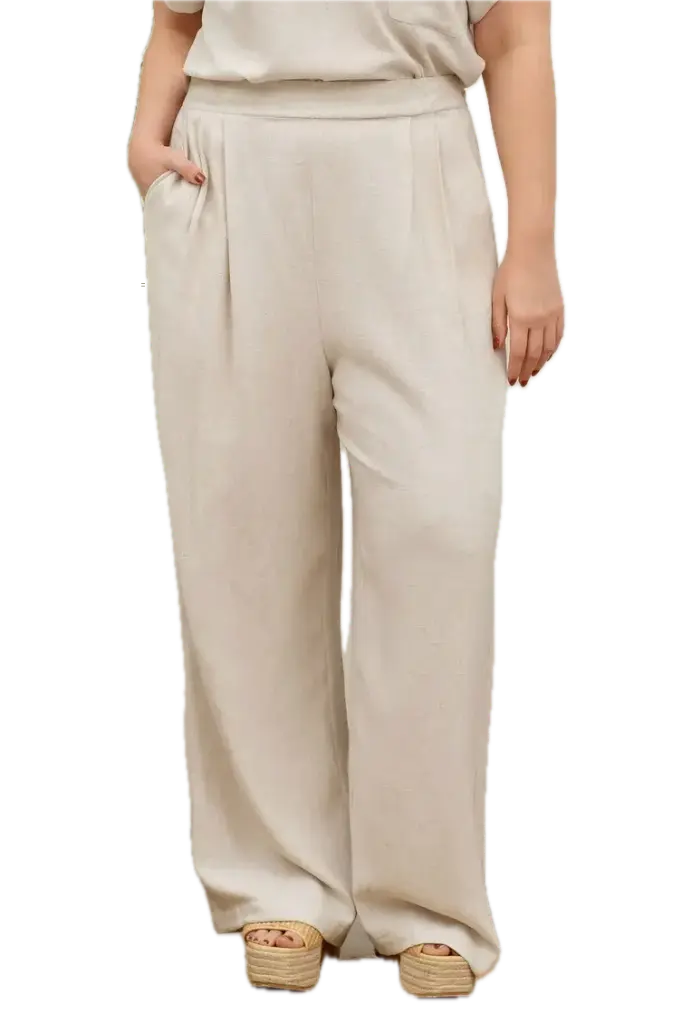 PB4SX1009-B Plus Wide Leg Linen Pants (XL)