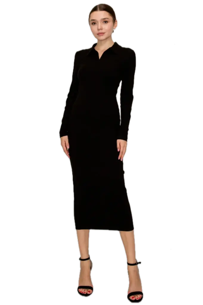 BD05941 Vestido Midi de Cuello Alto
