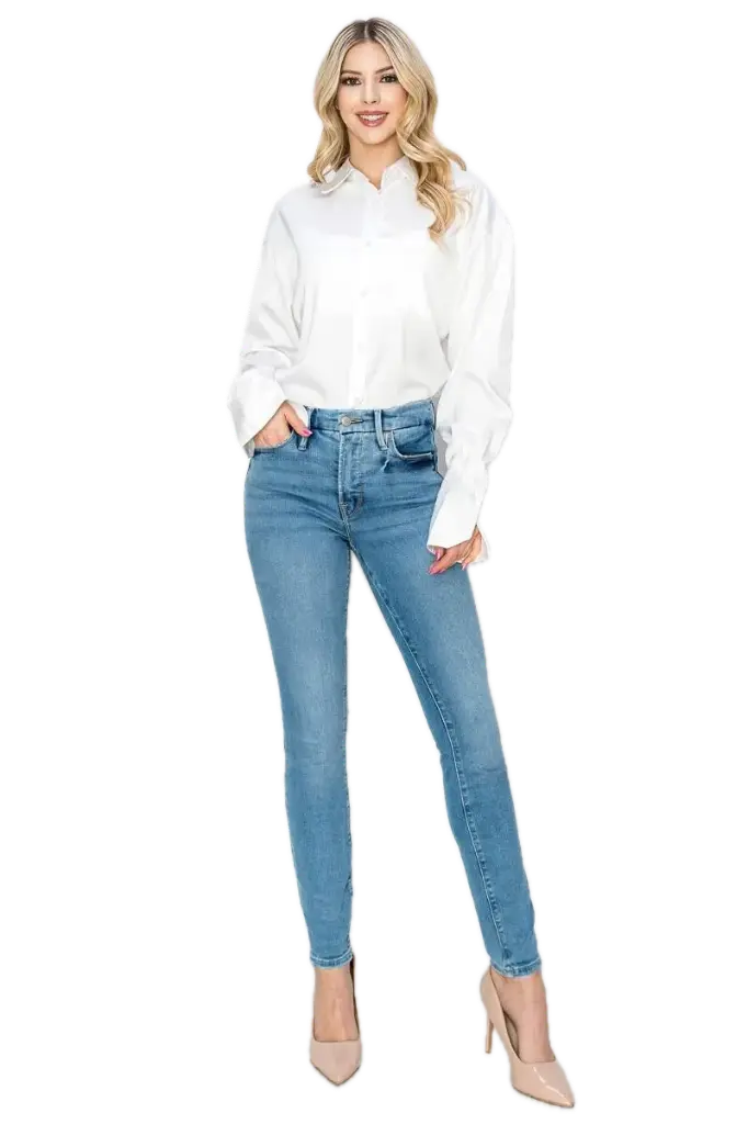 J02 Blusa de Cuello Alto con Manga Globo