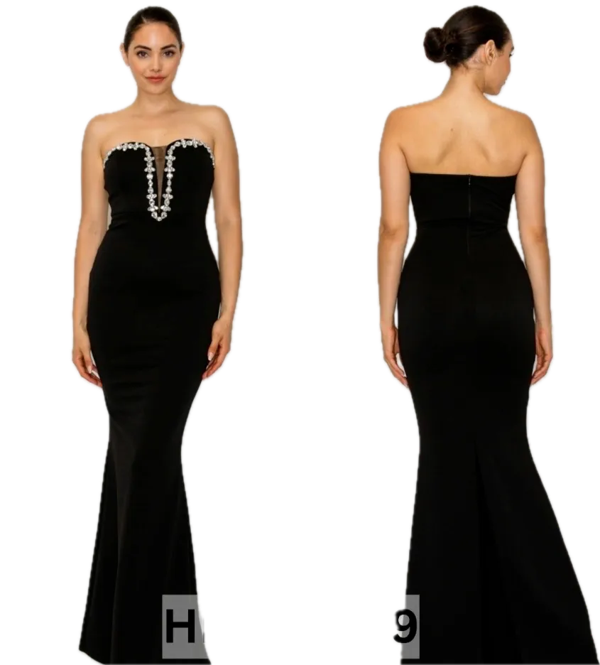 HMD14569 Strapless Maxi Dress (S, Black)