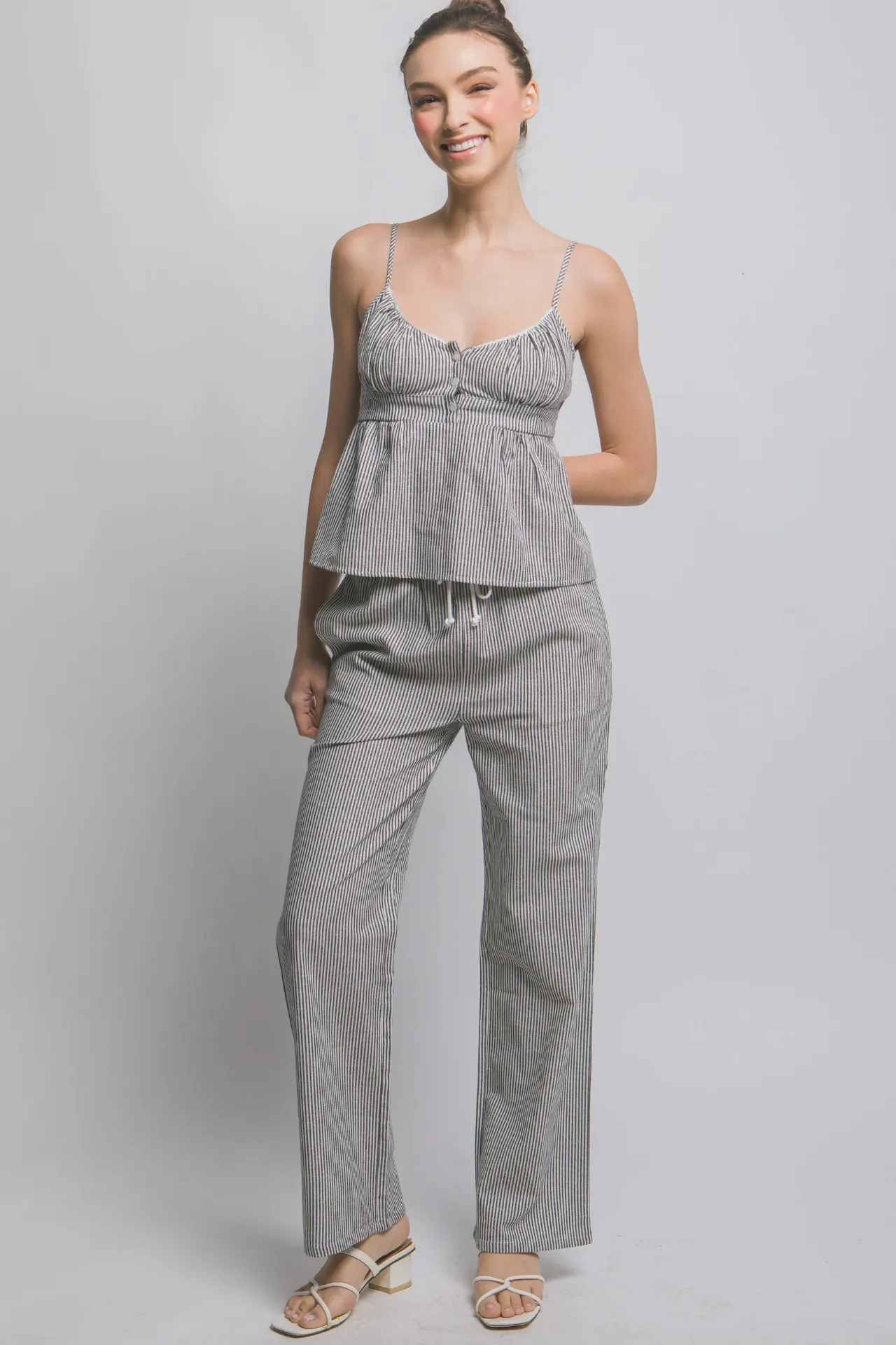10359 Conjunto de Rayas con Top de Tirantes (Black, S)