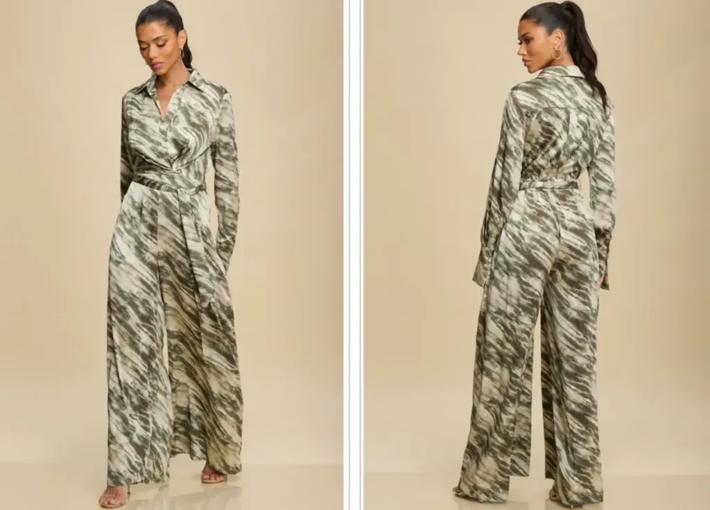 LJP11986 Textured Animal Print Jumpsuit (S)