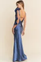 UN2486 Satin Maxi Dress with an Open Back