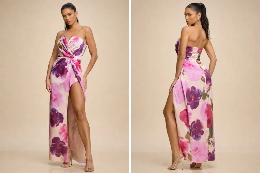 LD11907 Vestido Largo con Estampado Floral (S)