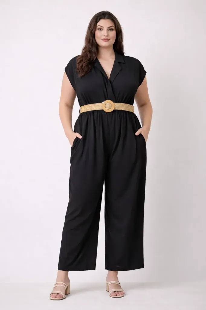 R312 Jumpsuit de Pierna Amplia (Black, XL)