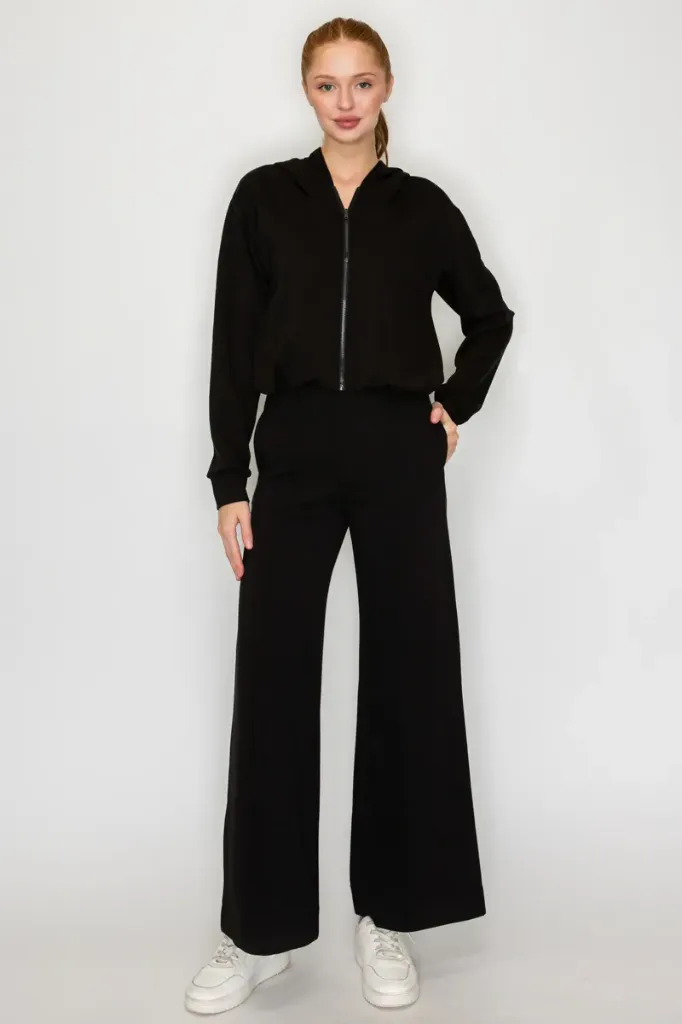 IJ99649 Set with a Zip Sweatshirt and Trousers (Black, S)