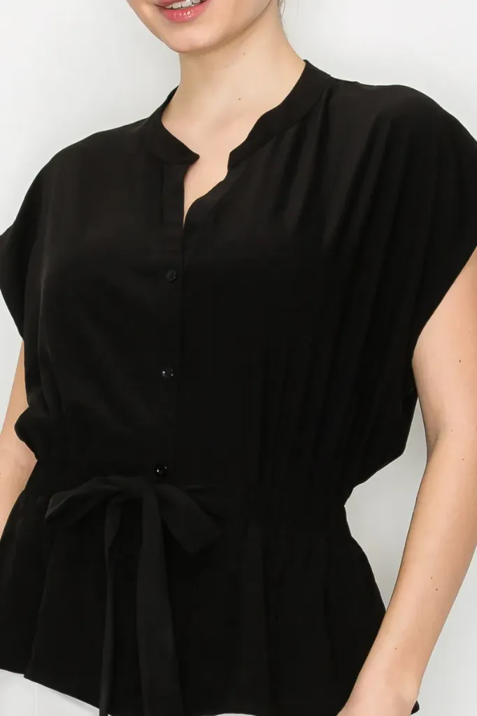 IT92555H Blusa de Manga Corta (Black, S)