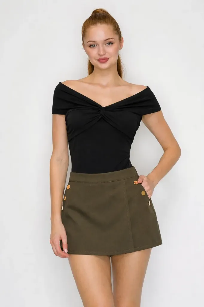 BT03755 Body Elegante con Escote Off-shoulder (Black, S)
