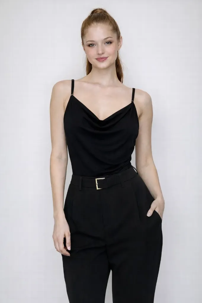 BT04011 Body de Cuello Drapeado (Black, S)
