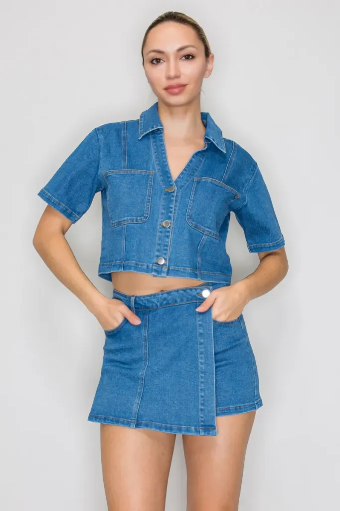 HMSP80379 Modern, Versatile Denim Set (Medium Denim, S)