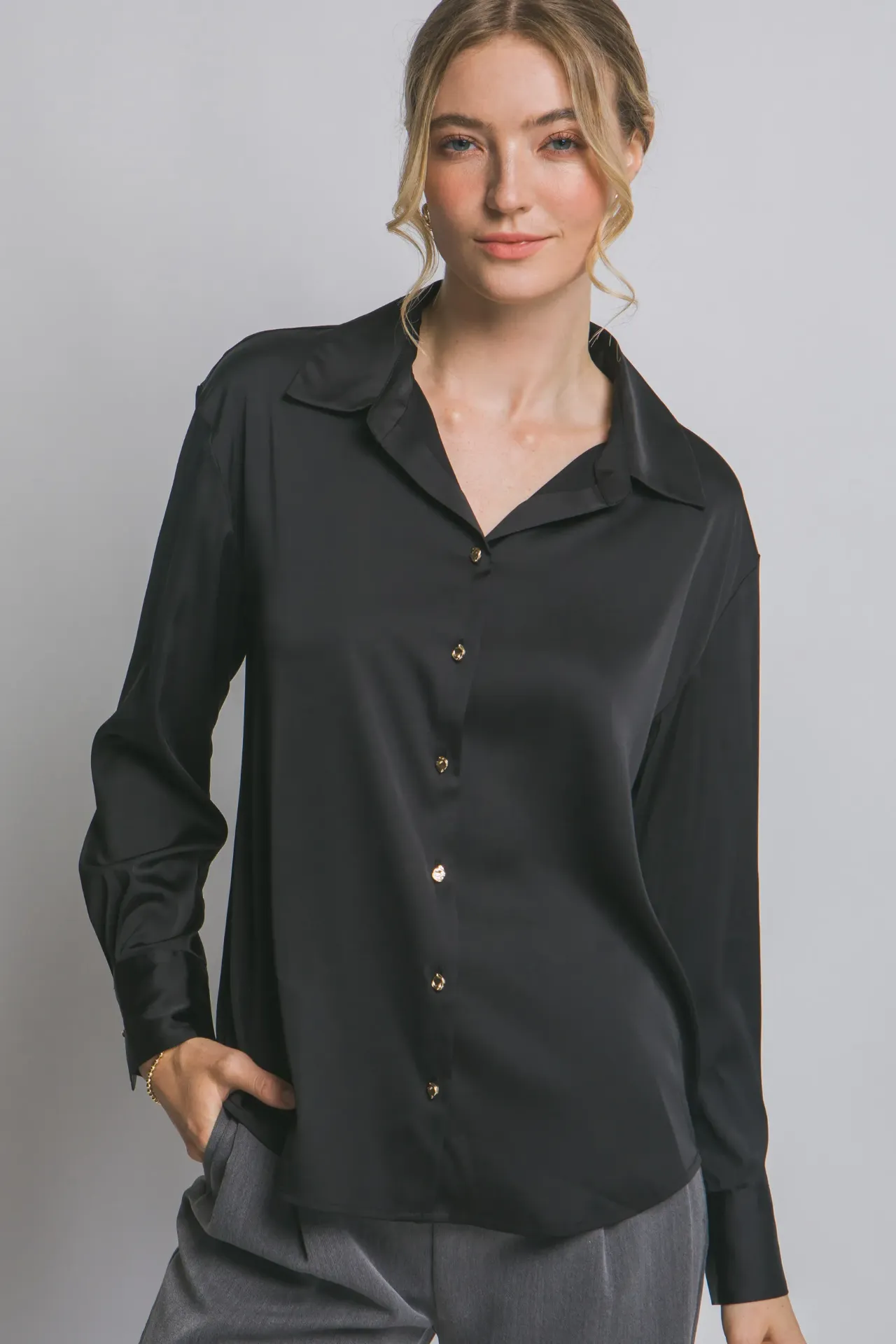 10384TN Blusa de Manga Larga (Black, S)