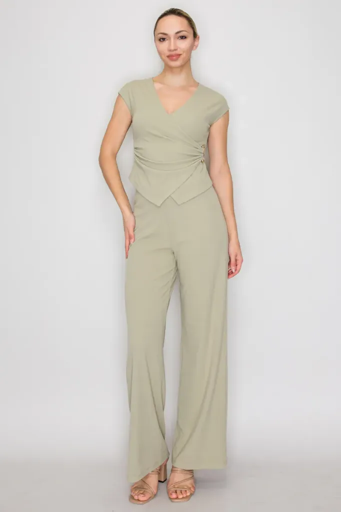 HMT57364 Elegant Two-piece Set (Olive, S)
