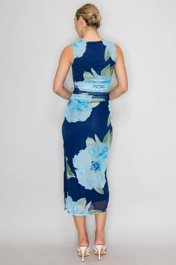 HMD14634-SR1089 Sleeveless Midi Dress (Navy, S)